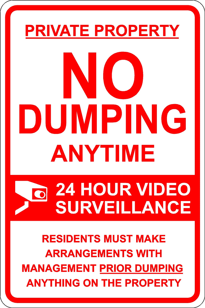 No Dumping Anytime Sign - Red