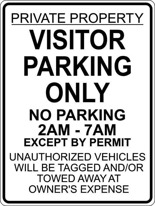 Visitor Parking Only- Except by Permit Sign