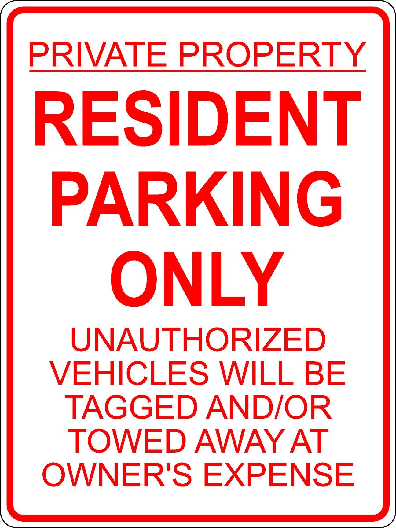 Resident Parking Only Sign - Red
