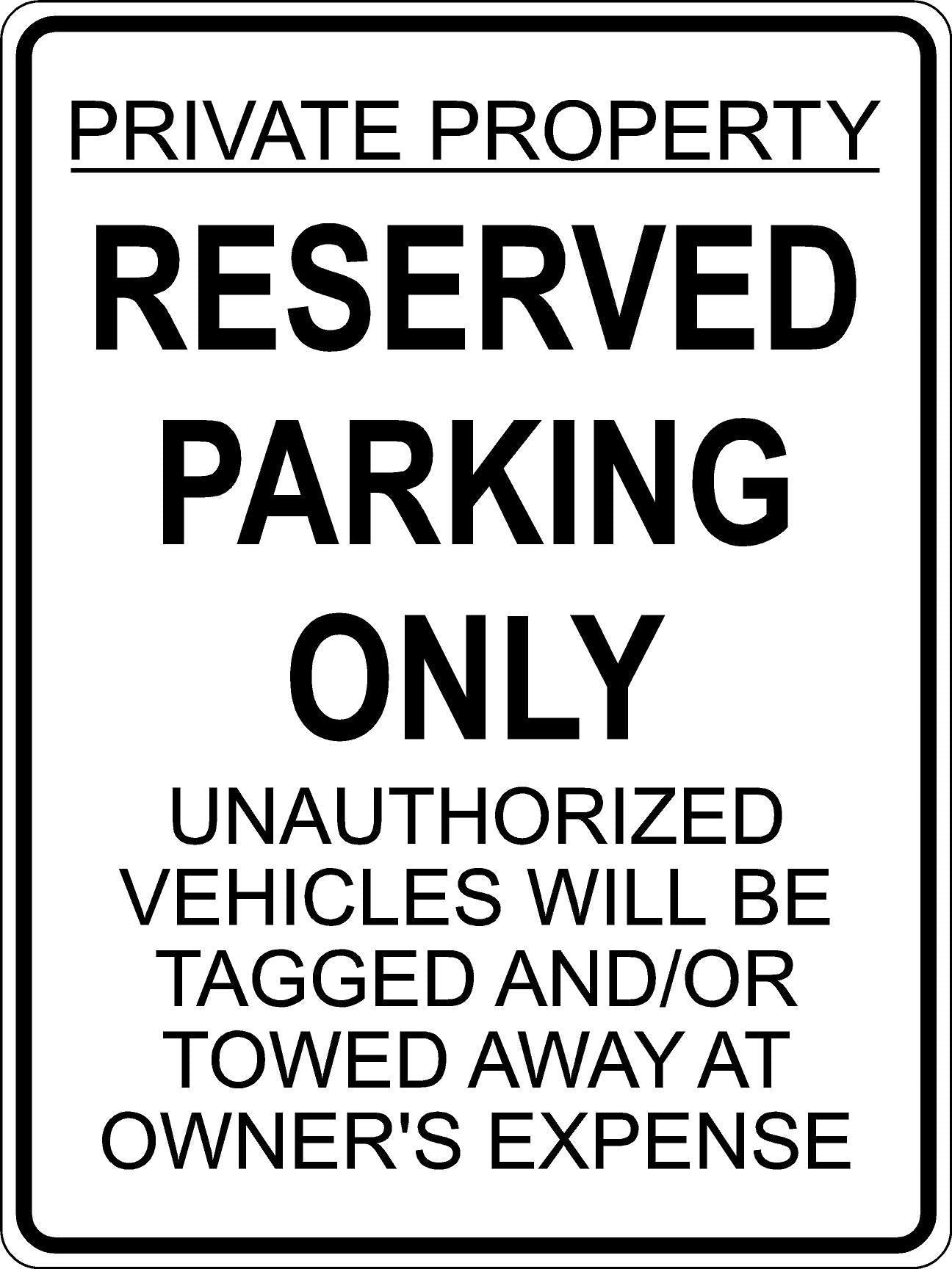 Reserved Parking Only Sign - Black