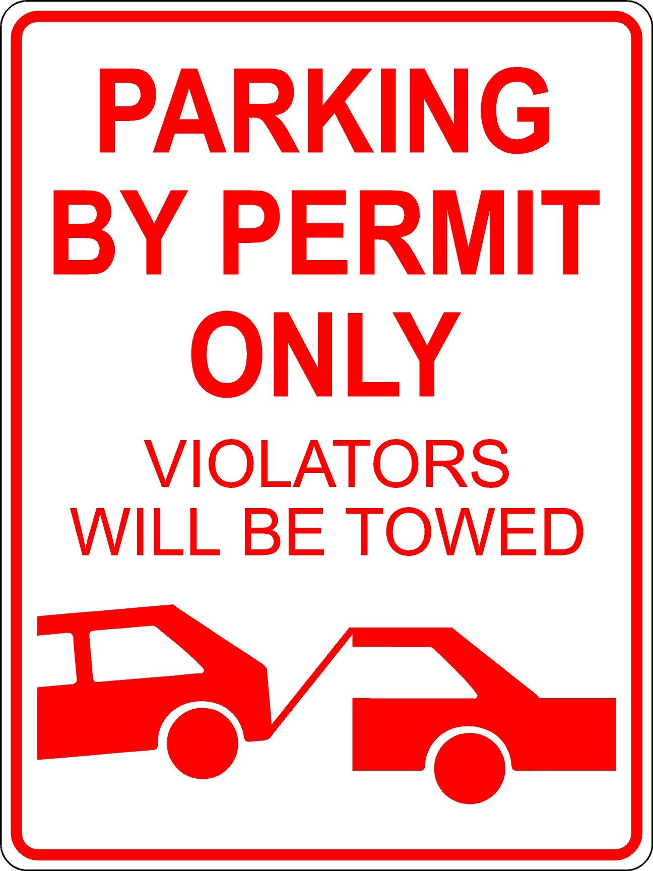 Parking By Permit Only Sign - Red