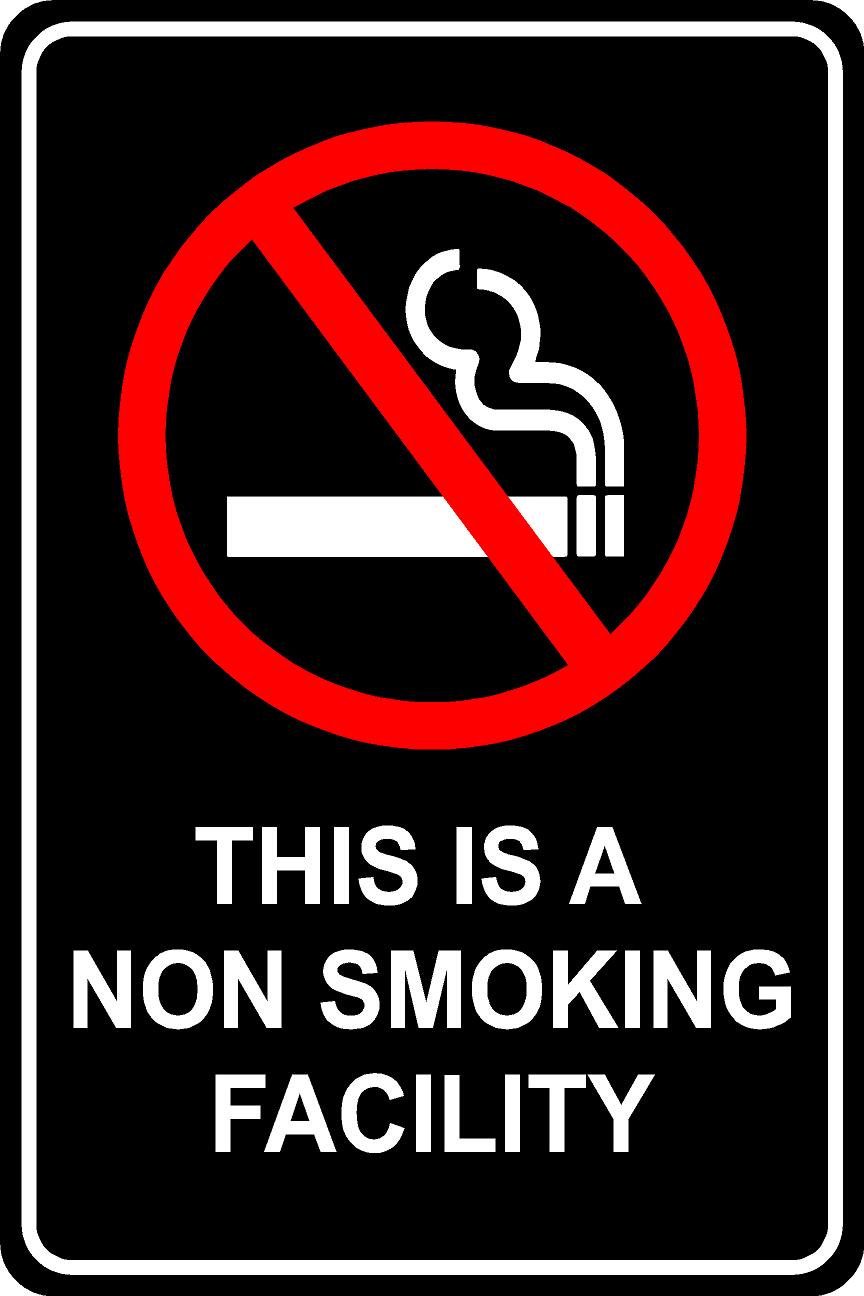 Smoke Free Facility Sign - Black