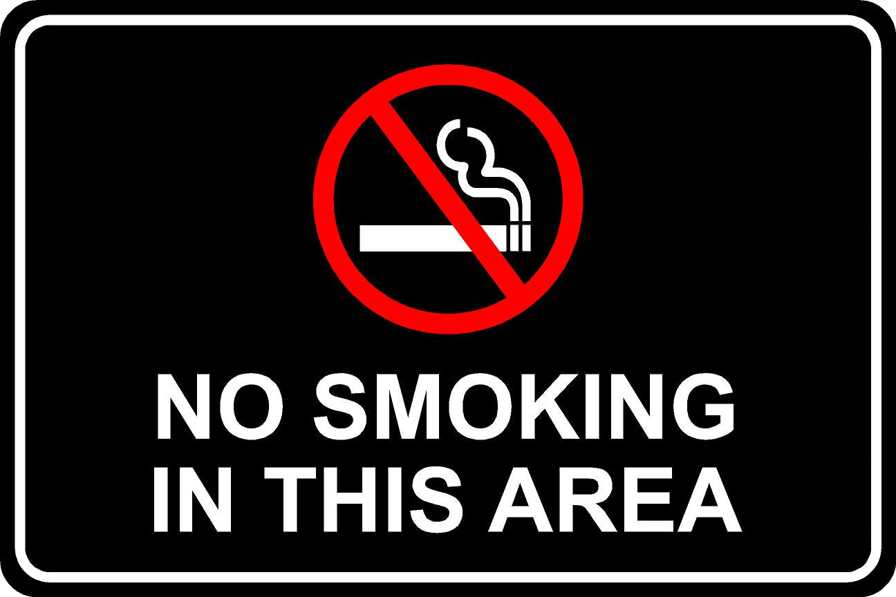 No Smoking in this Area Sign - Black