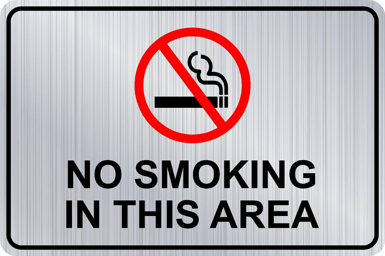 No Smoking in this Area Sign - Silver
