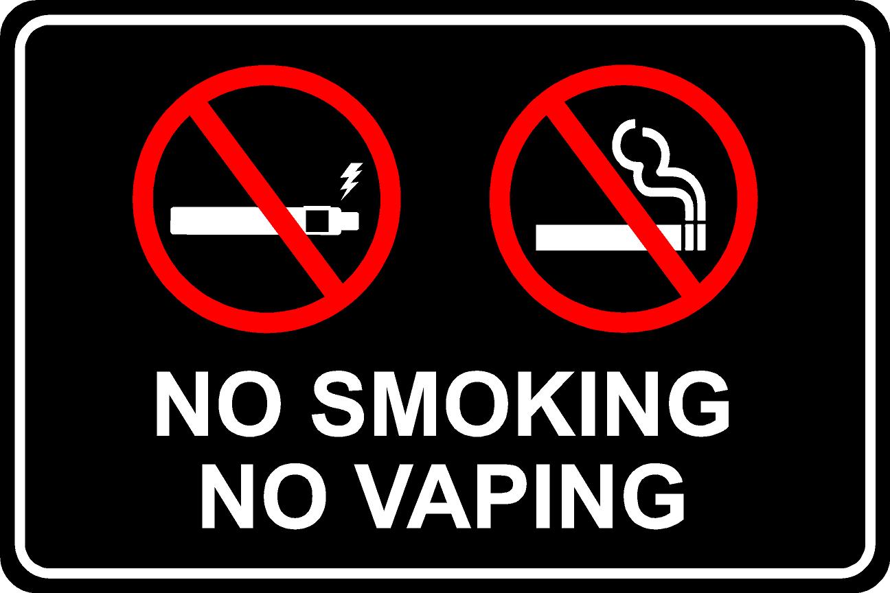 No Smoking - No Vaping Sign - Black