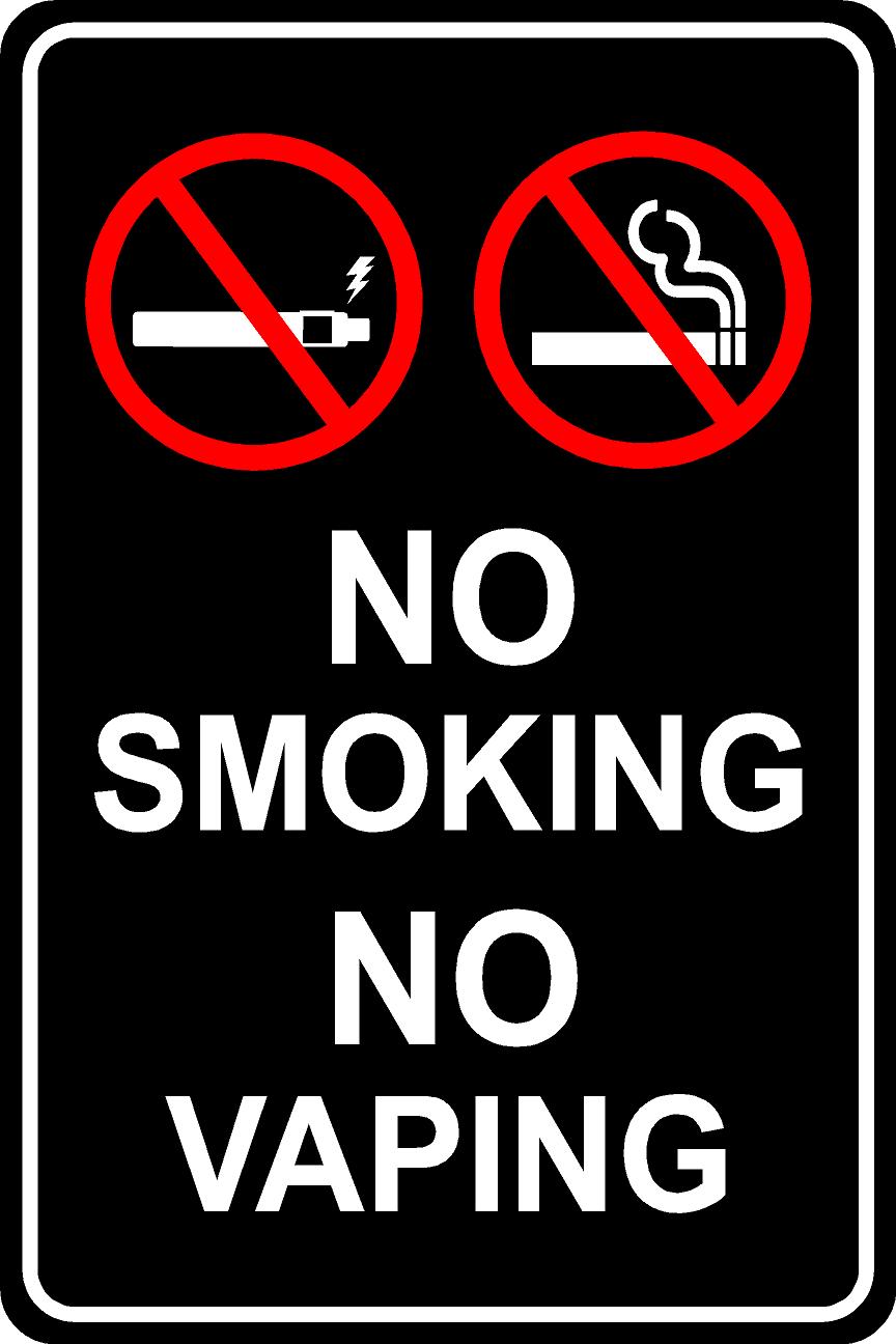 No Smoking - No Vaping Sign - Black