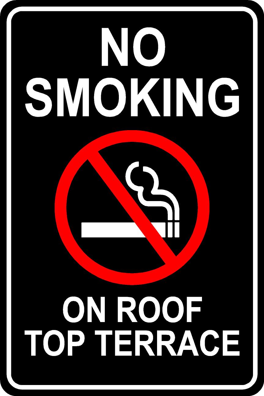 No Smoking on Rooftop Sign - Black