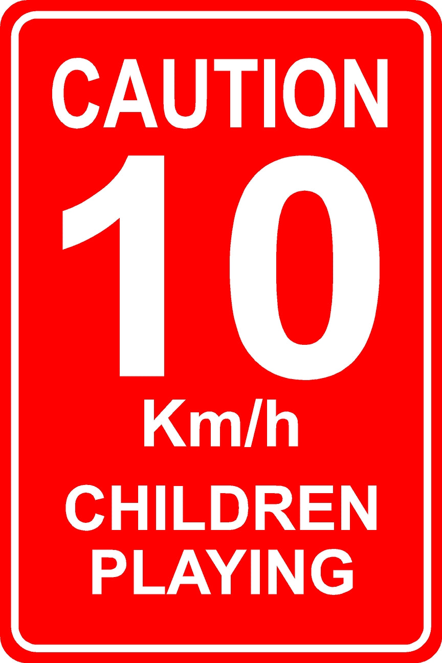10Kmh – Children Playing Sign - Red