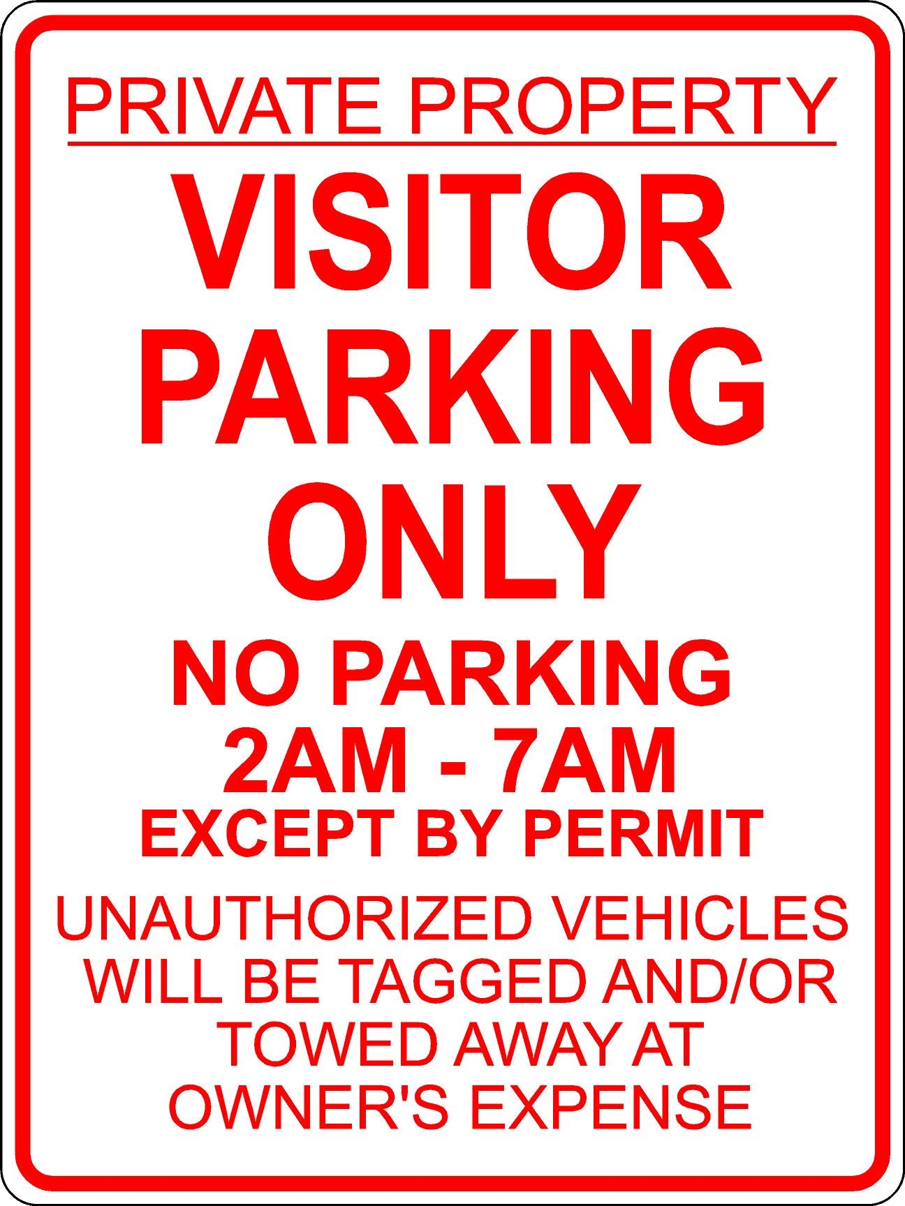 Visitor Parking Only- Except by Permit Sign - Red
