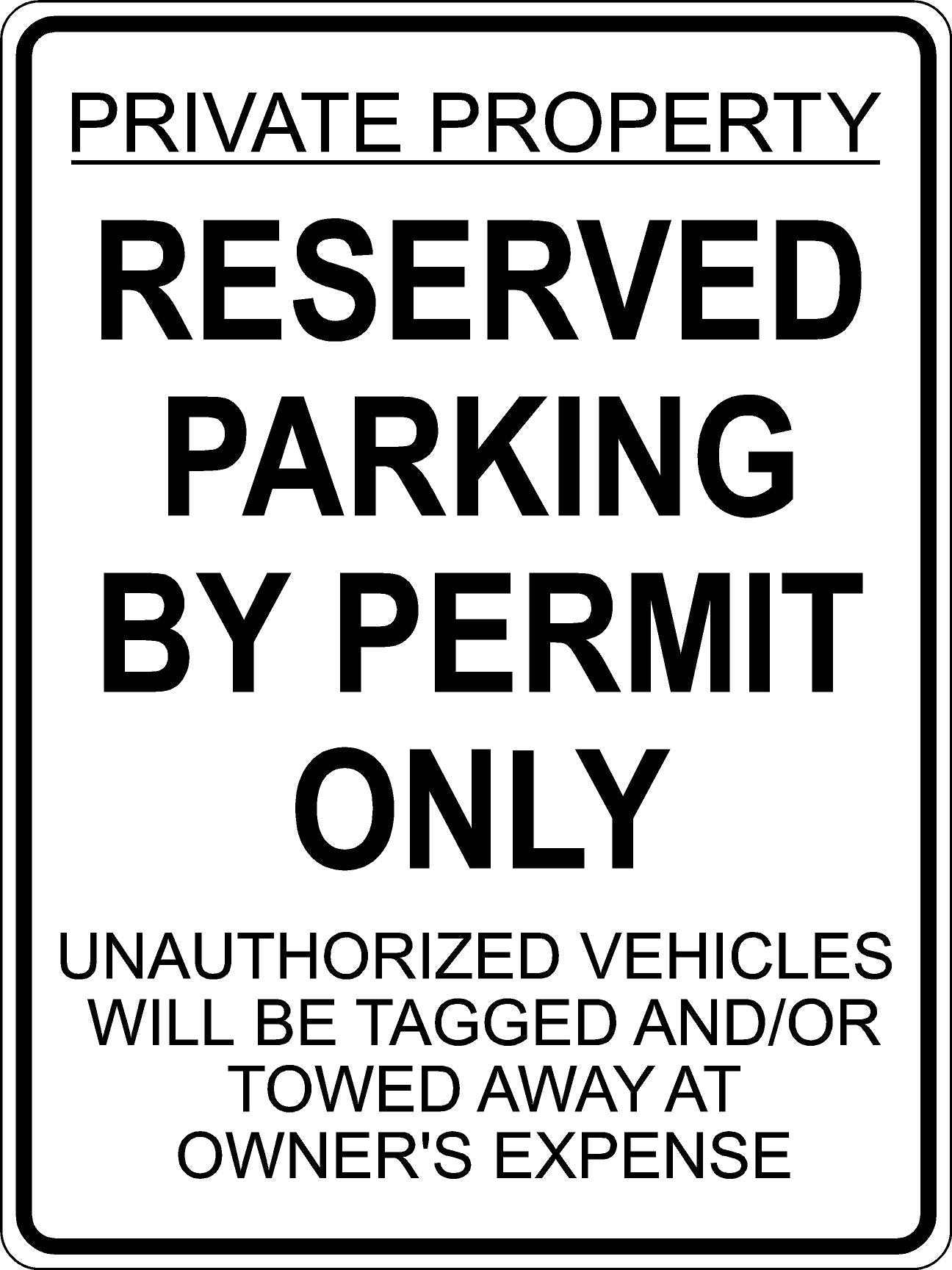 Reserved Parking By Permit Sign - Black