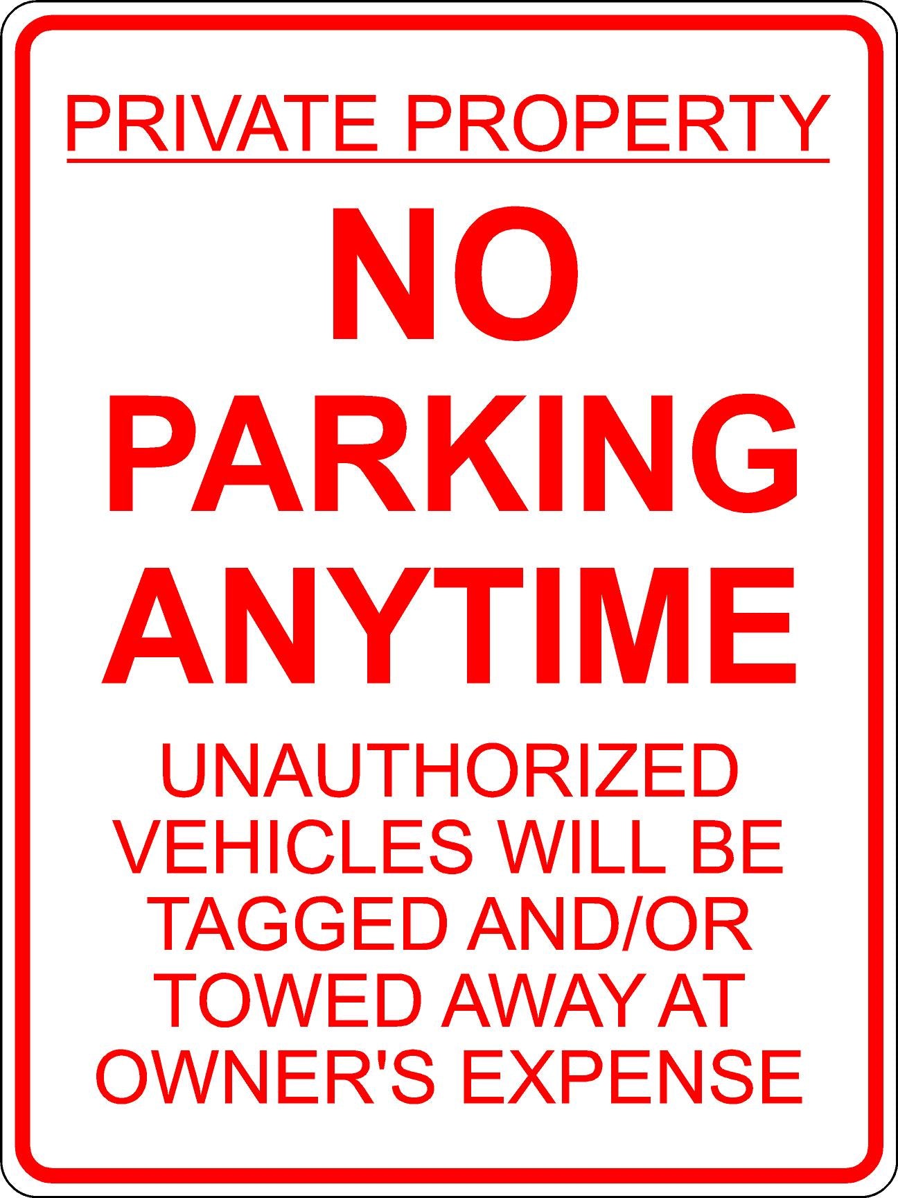 No Parking Anytime Sign - Red