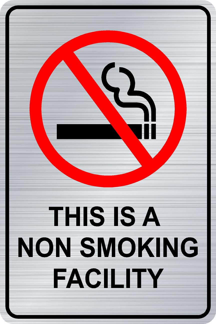 Smoke Free Facility Sign - Silver