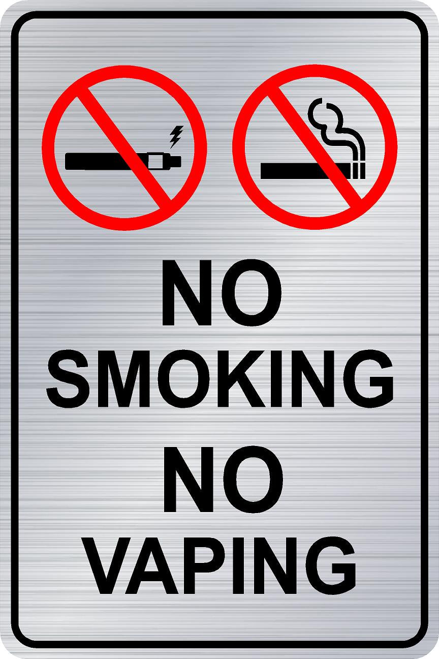 No Smoking - No Vaping Sign - Silver