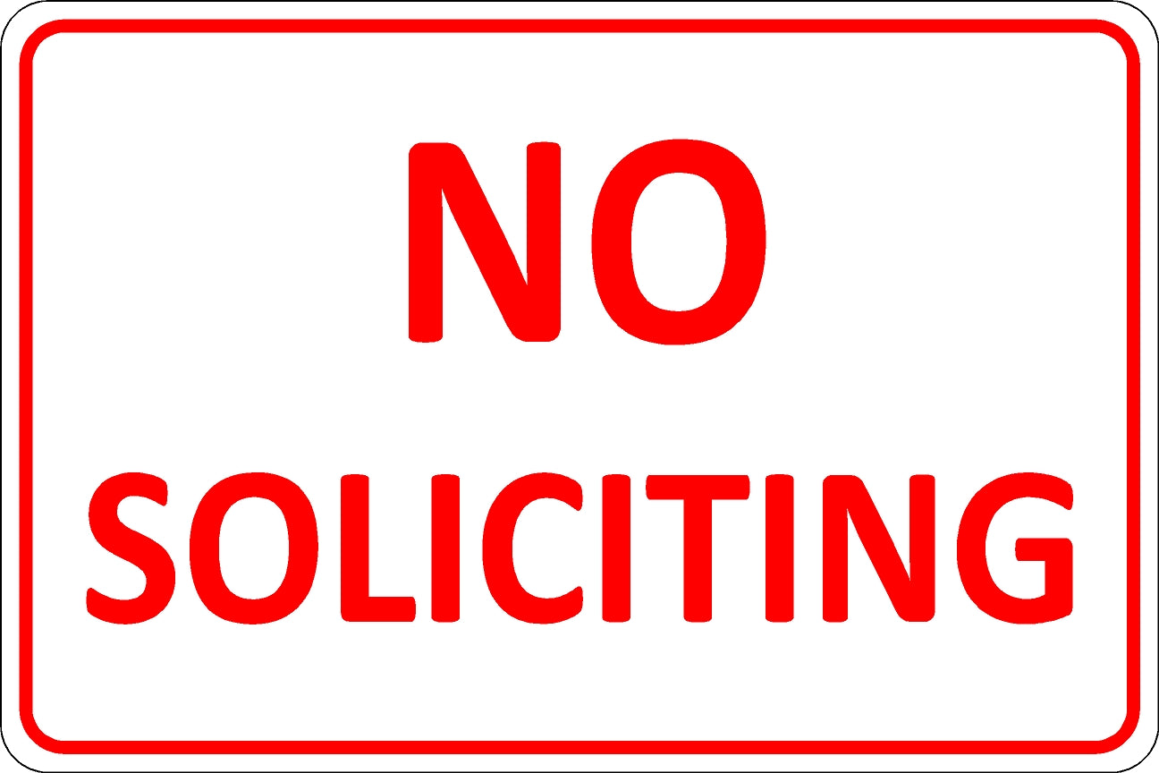 No Soliciting Sign - Red